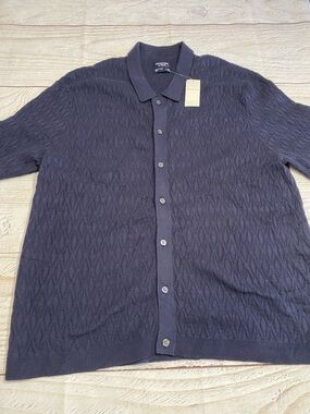 Abercrombie & Fitch NWT Navy Knit Button Down shirt XL